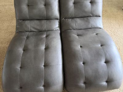 Gray Tufted Faux Leather Chaise Lounger Sofa Sectional Piece