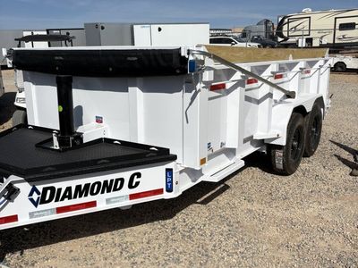 7x14 Diamond C LPT 207 Dump Trailer - 32" Sides - 15.5K GVWR - 14 Ply Tires, Board Brackets, Long Arm Tarp
