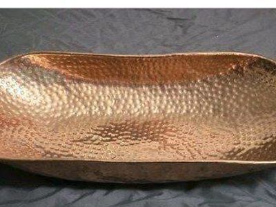 Hammered Copper Tray Dish Horn Shaped Handles Pier 1 Imports 28x12x4.5"