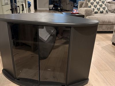 Black Corner TV Stand Media Console with Glass Doors and Shelf
