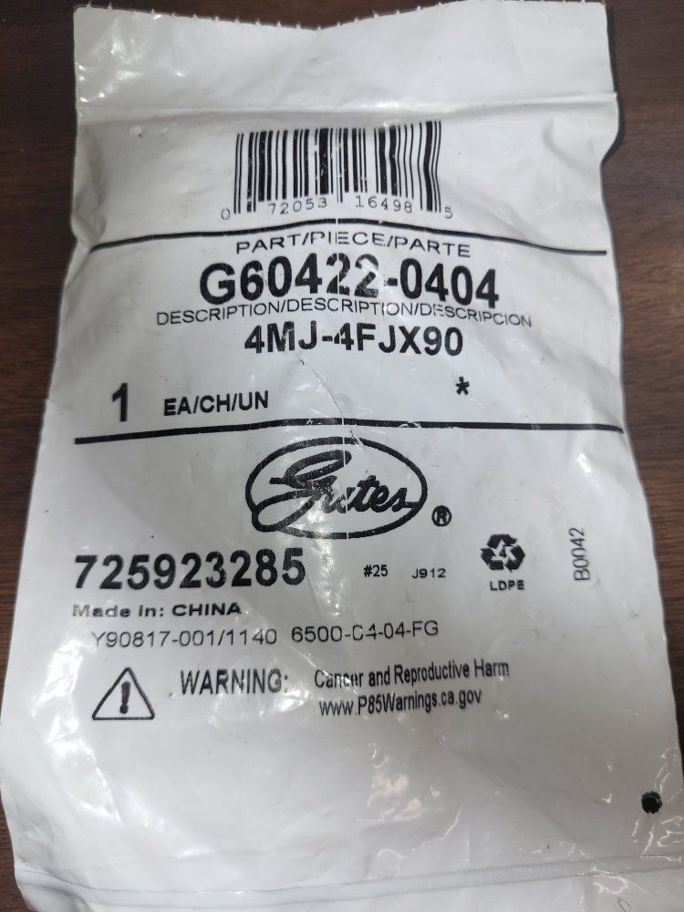 Gates G60422-0404 4MJ-4FJX90 Hydraulic Hose Fitting, Part 725923285