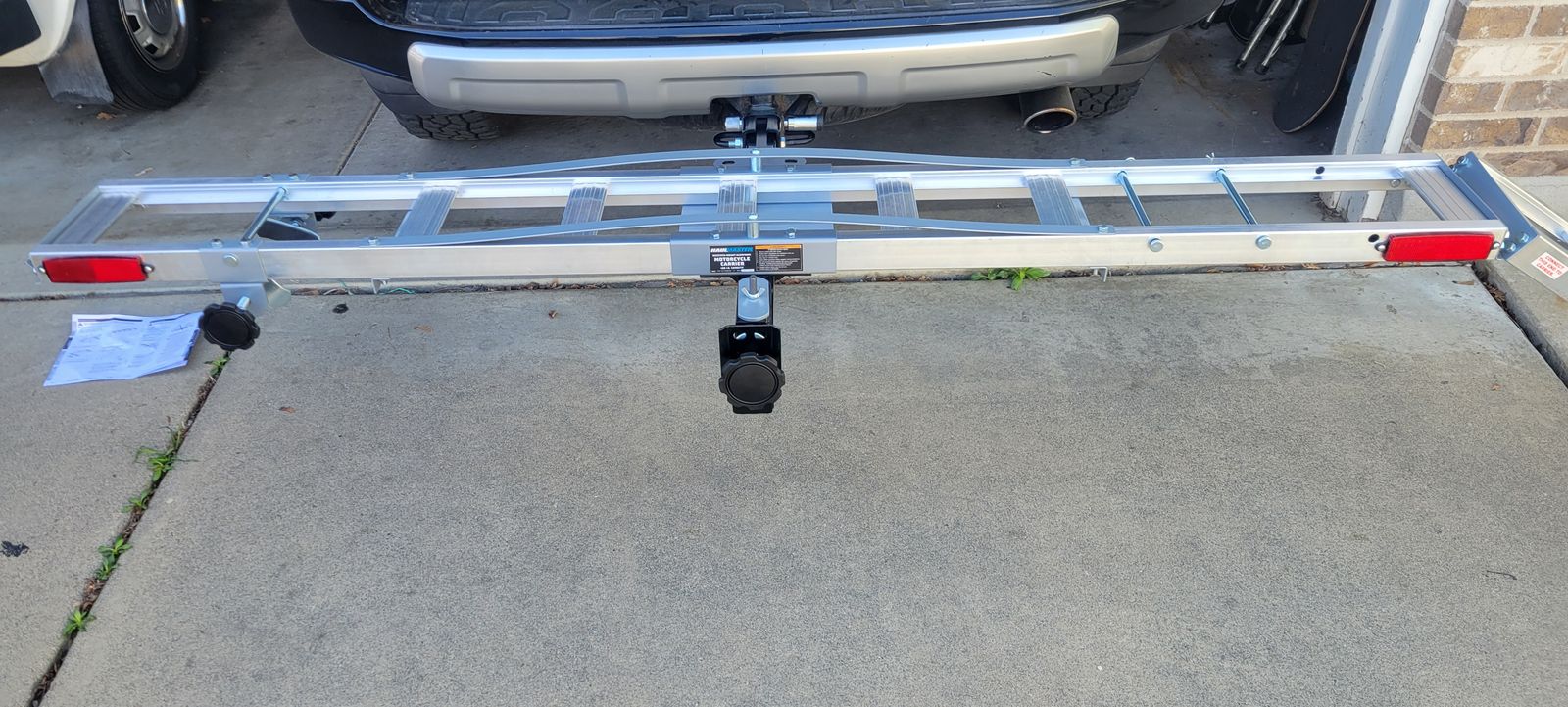 Haulmaster 400 lb capacity receiver mount motorcycle carrier