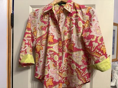 Ralph Lauren Petites Paisley Shirt w/ Green Sz P/L