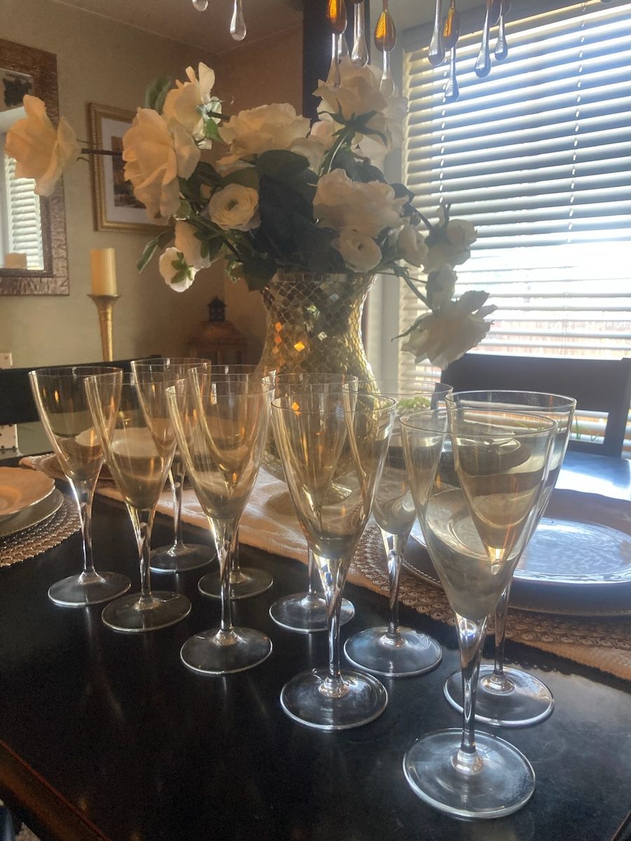 *~Unique Classy Gold Pearlized Wine Glasses~*10