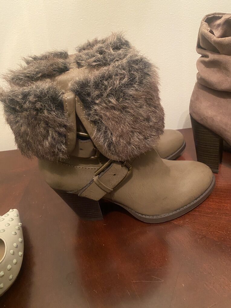 Just Fab Mckinley Ankle Bootie Brown Taupe Sz 6.5