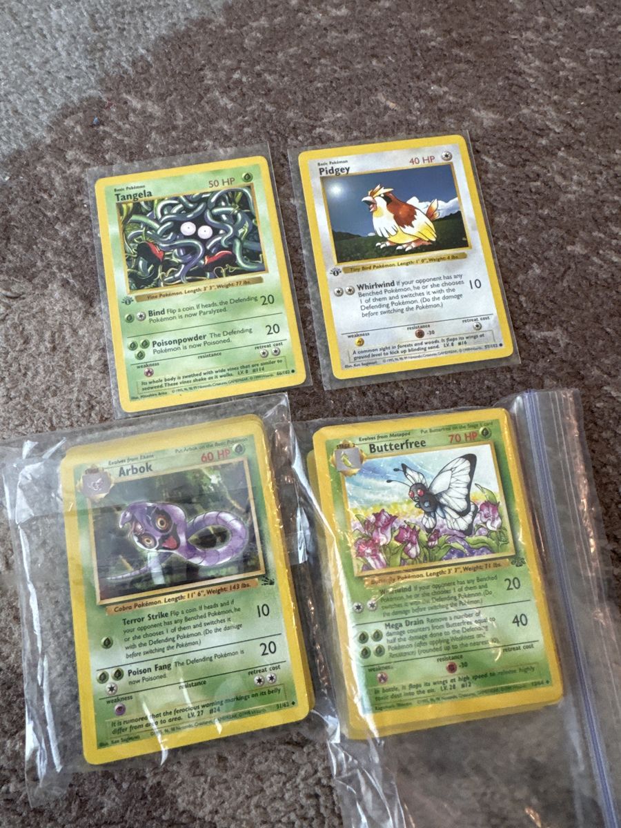 Pokemon Jungle 33-64 and Fossil 31-62 along with two 1st edition shadowless base set