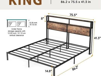 King Size Bed Frame with Headboard