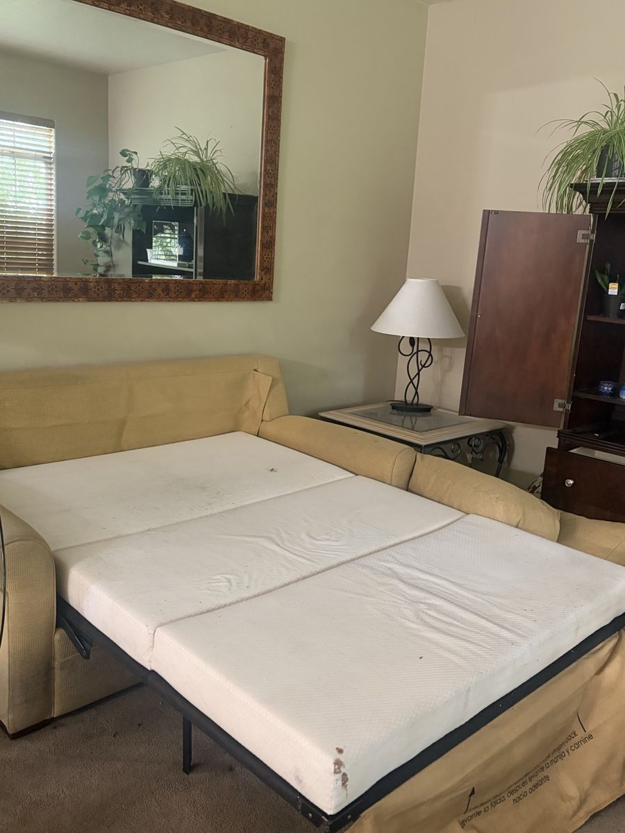 Free Convertible Sofa Sleeper Couch - Yellow/Beige Pull-out Bed