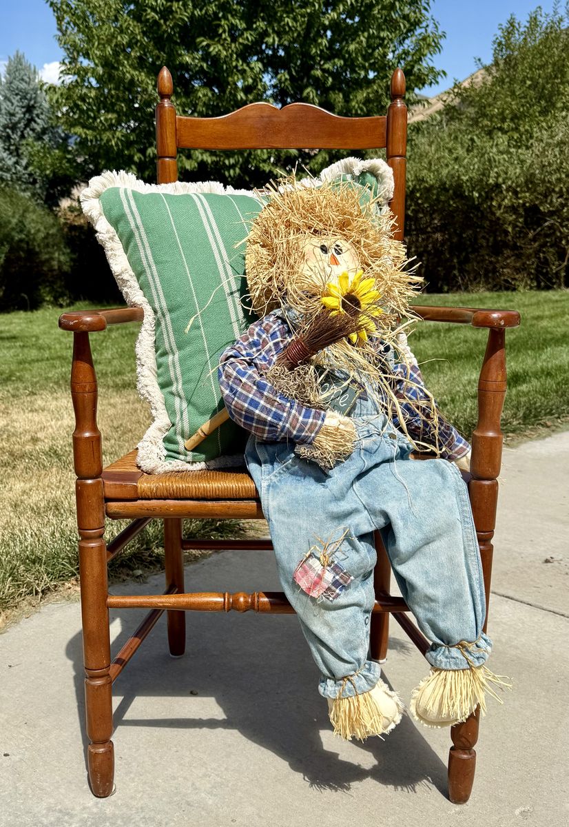 Chair wicker and wood