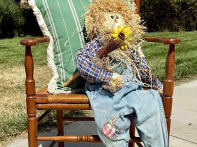 Chair wicker and wood