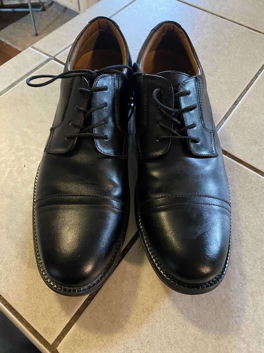 George Black Leather Lace-Up Cap Toe Dress Shoes Size 13