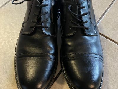 George Black Leather Lace-Up Cap Toe Dress Shoes Size 13