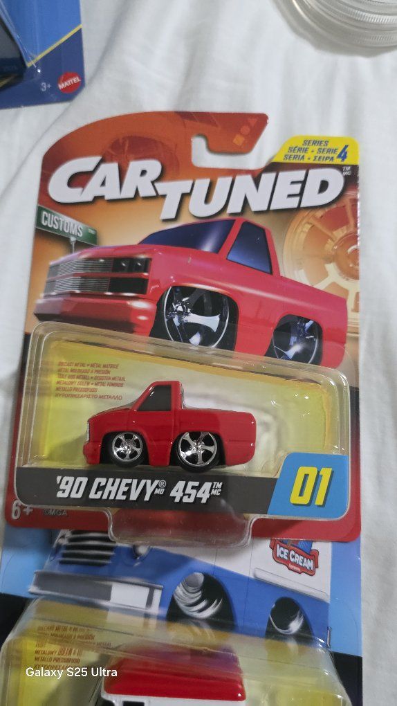 Mattel Car Tuned '90 Chevy 454 Red Die-Cast Toy Truck 01 - New, Series 4