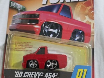 Mattel Car Tuned '90 Chevy 454 Red Die-Cast Toy Truck 01 - New, Series 4