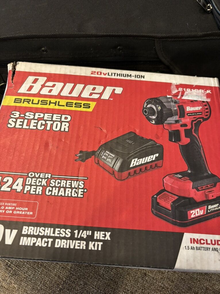 Brand New In Box Bauer 20volt Impact With Batt&chr