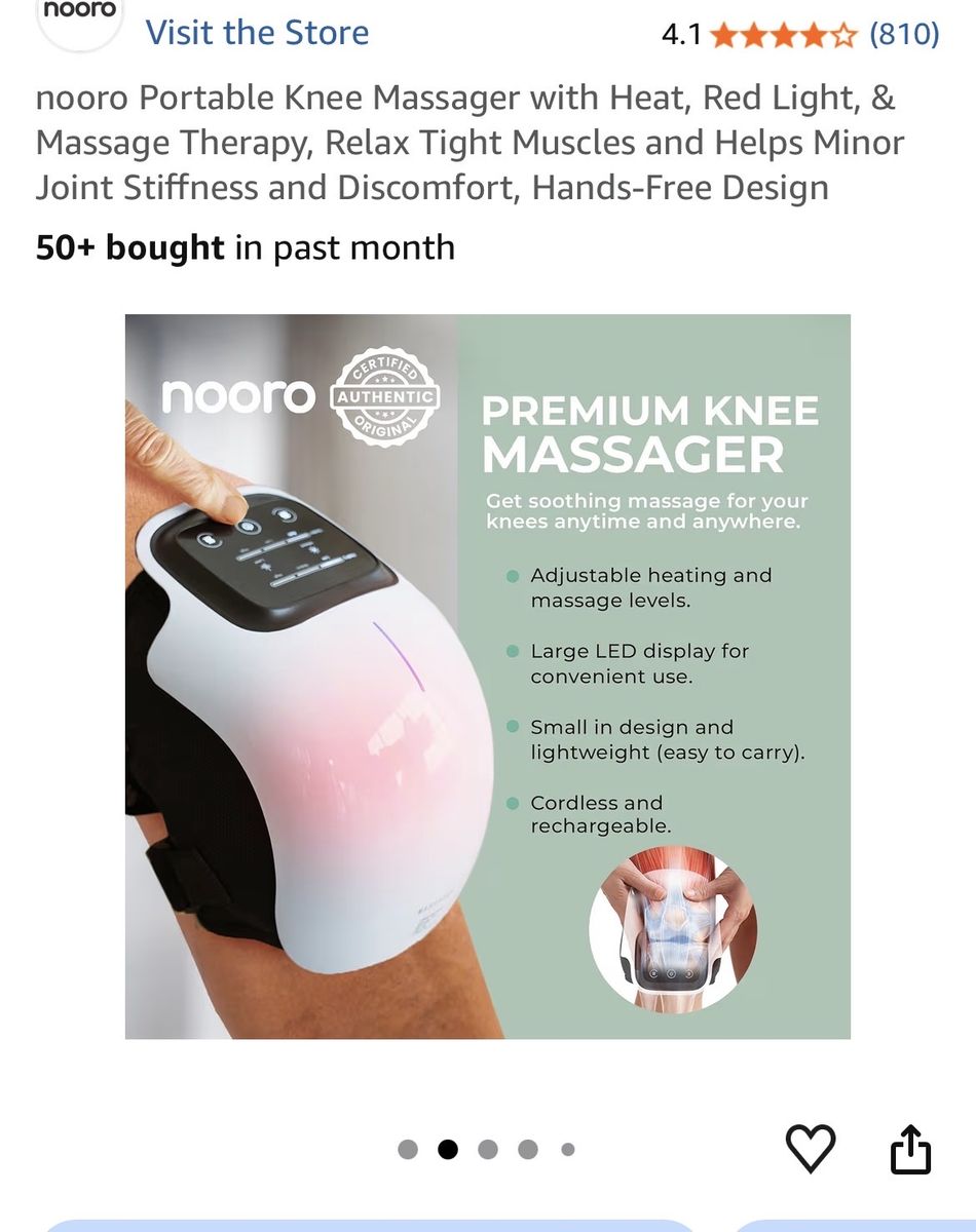 Nooro Wireless Knee Massager with Heat, Vibration, Infrared & Laser Therapy