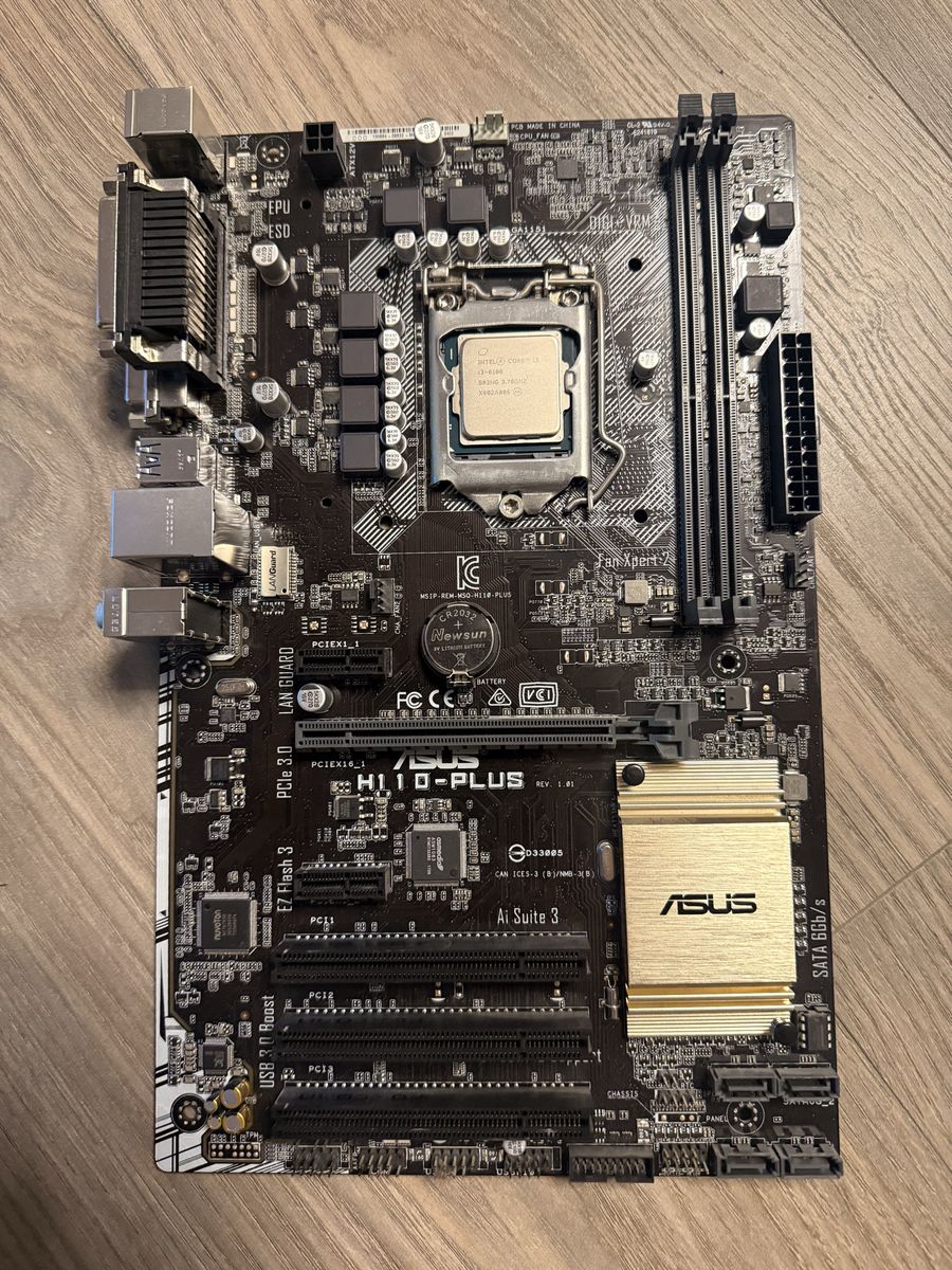 ASUS H110-PLUS LGA 1151 Motherboard with Intel Core i3-6100 CPU Bundle