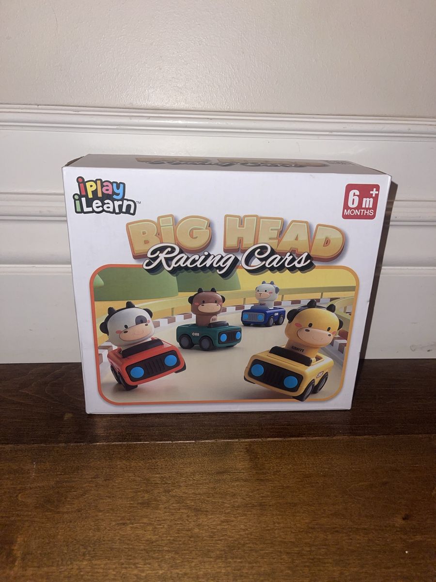 New! iPlay iLearn Big Head Racing Cars Press & Go 4pc Baby Car Set Multicolor