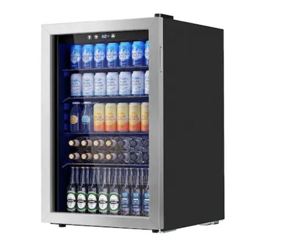 NEW! SIMZLIFE 20-in 150-Can Silver Freestanding Beverage Refrigerator 4.5 Cu.Ft
