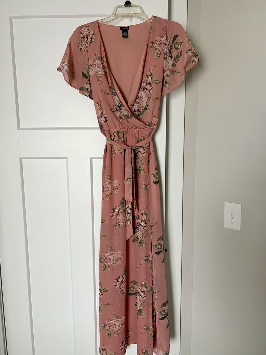 Pink Floral Print Maxi Dress