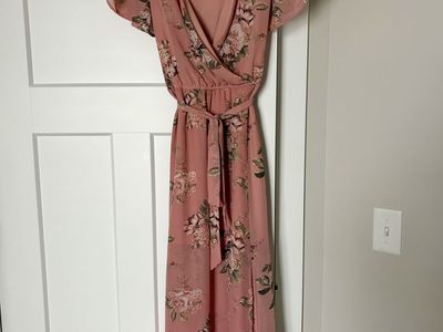 Pink Floral Print Maxi Dress