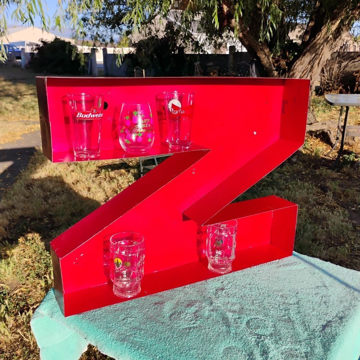 Vintage Metal Marquee/Sign Large 30.25 Inch Letter N orZ. Bar Shelf Or Display