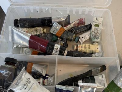 Master's Touch Oil Paint Set with Brushes and Palette Box