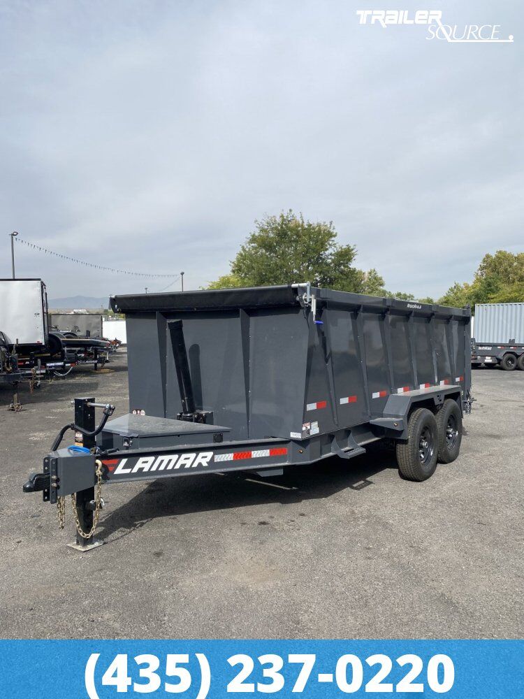 7x14 Lamar DT Dump Trailer - 48" Sides - 14K GVWR - 7 Gauge Floor, Stabilizer Jacks, Telescopic