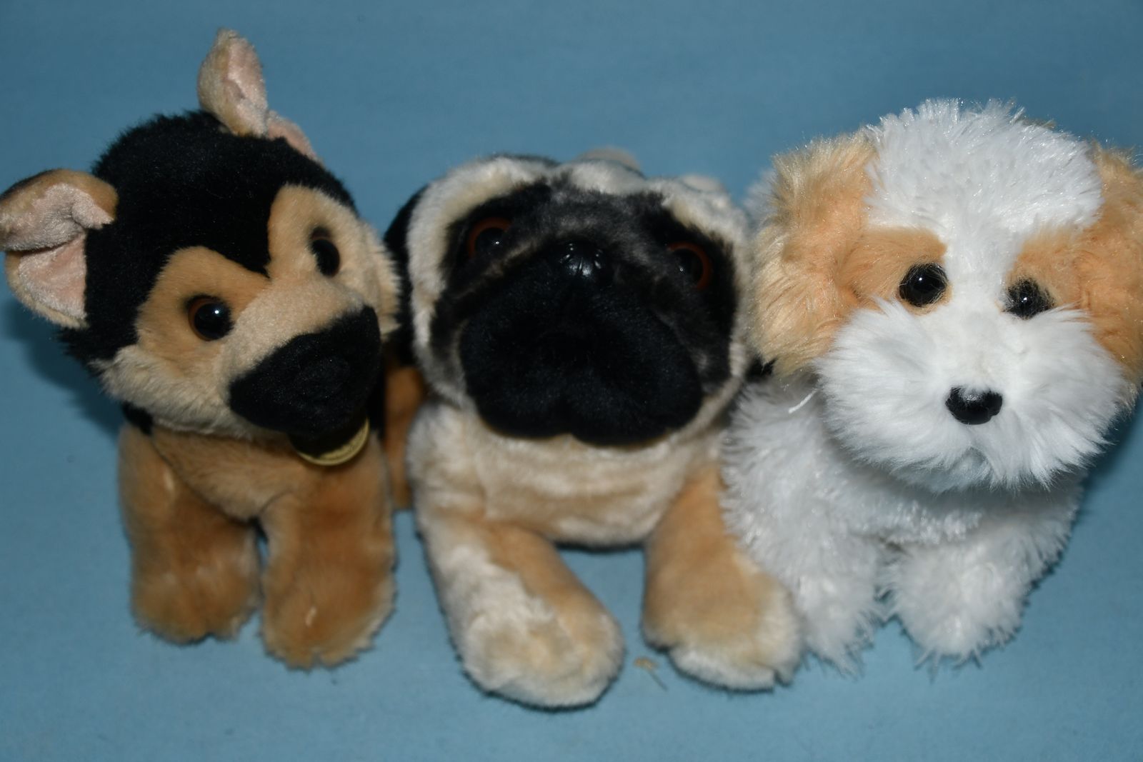 3 DOG STUFFED ANIMALS ~ PUG, SHIH TZU, GERMAN SHEPHERD ~ CUTE ~ SOFT & CLEAN!