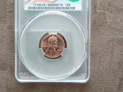 2010-D Lincoln Shield Cent 1C CAC MS65RD Graded Penny Coin