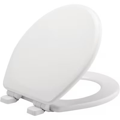 New! Mayfair by Bemis Lannon Wood White Round Soft Close Toilet Seat