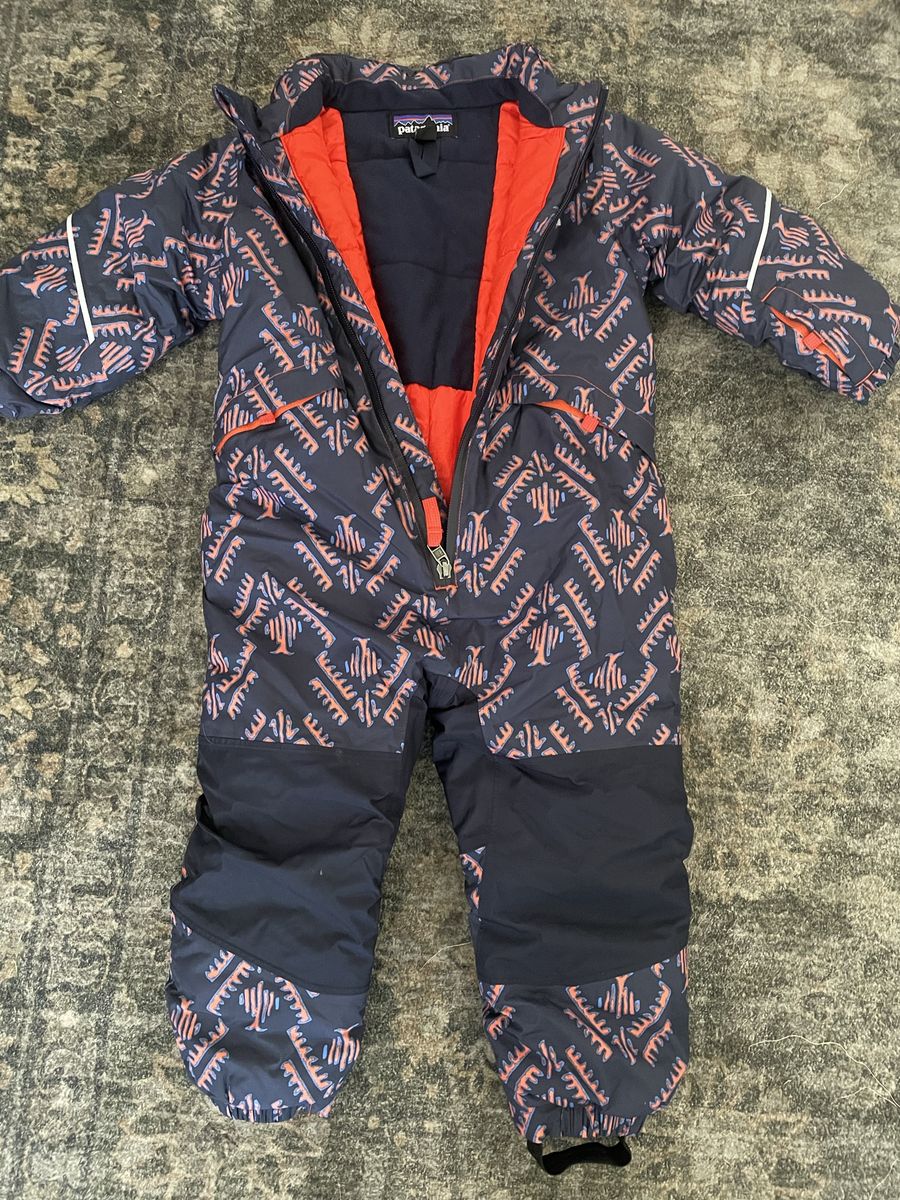 Patagonia Snow Suit Toddler Size 2T Printed Blue Orange Winter Snowsuit