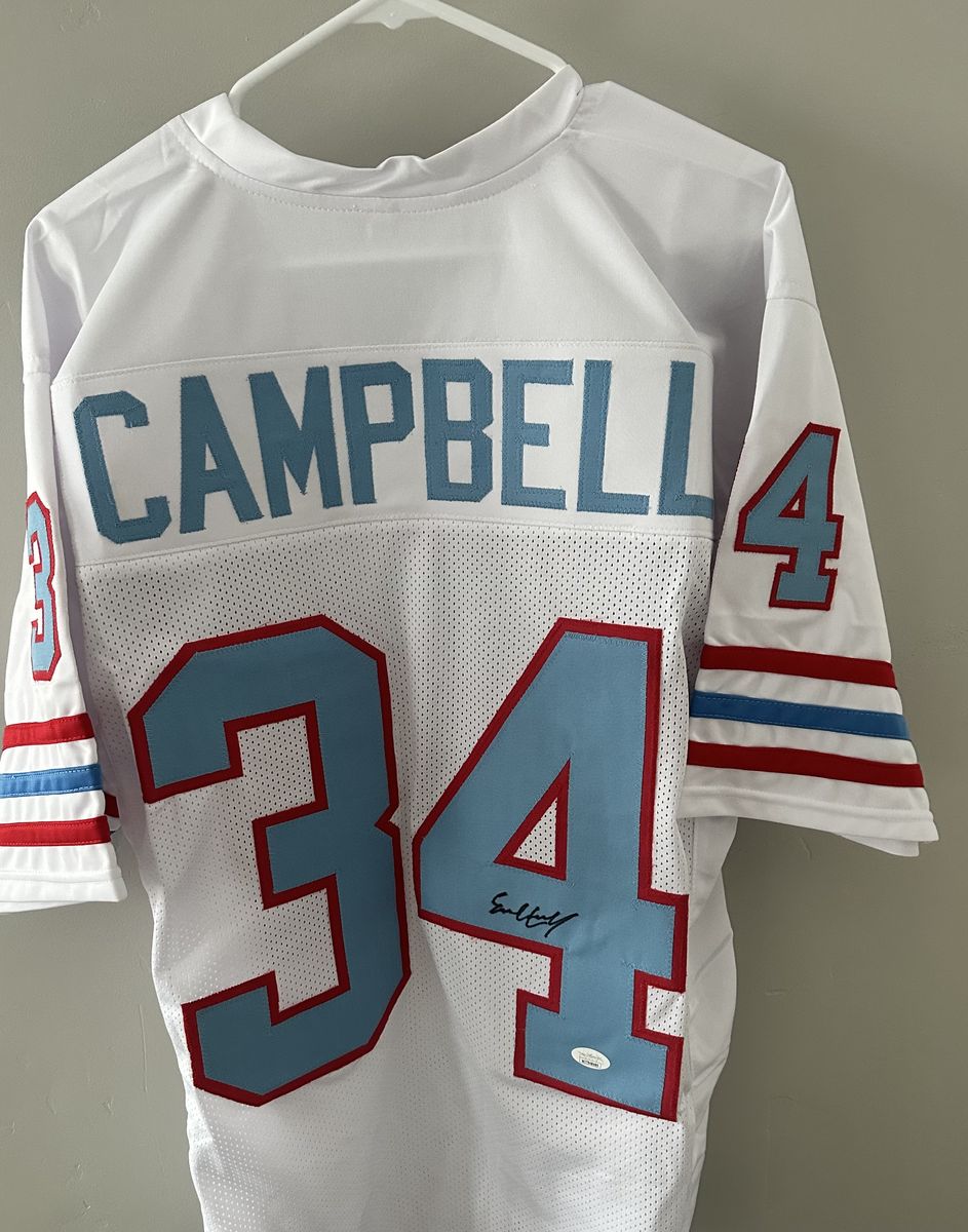 Earl Campbell Signed Houston Oilers Throwback Jersey – JSA Witness Authenticated