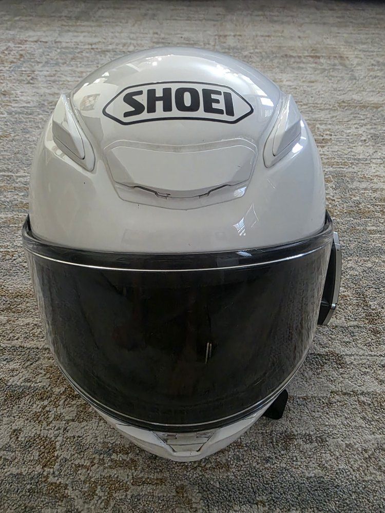 Shoei RF-1400 Motorcycle Helmet White with Sena Bluetooth Intercom - Size XL