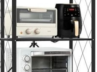 3-Tier Foldable Storage Shelves w/Wheels, Metal Wire Shelf Rack