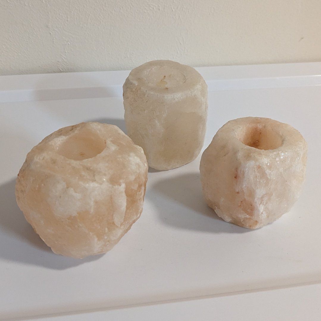 set of Himalayan salt votive candle holders