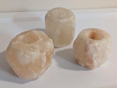 set of Himalayan salt votive candle holders