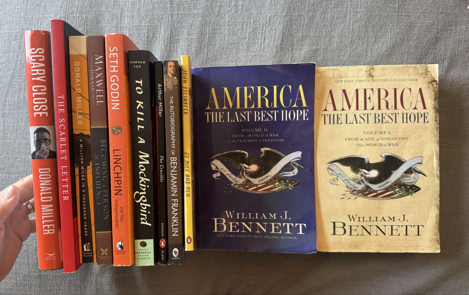 10th Grade History & LA books. Donald Miller, Seth Godin, William J. Bennett Book Collection - 10 Used Books, Mixed Genres