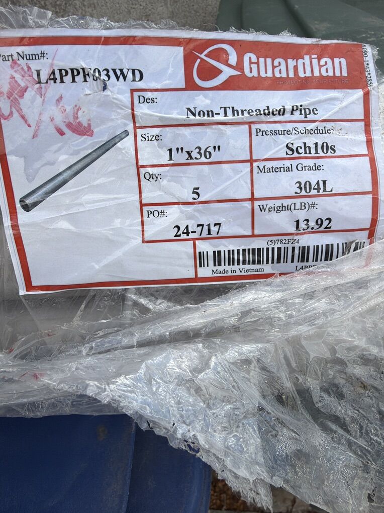 Non- Threaded Pipe 1x36