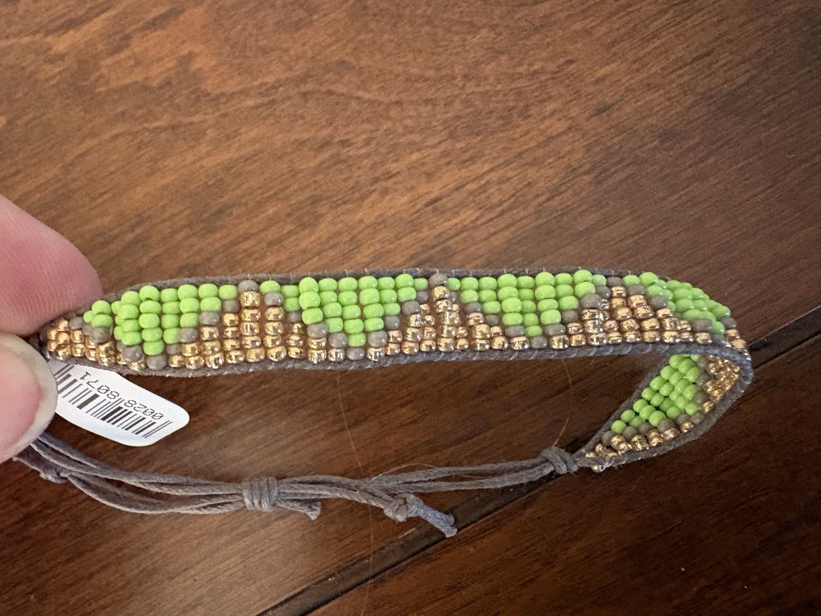New Green & Gold Beaded Adjustable Bracelet 