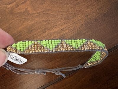 New Green & Gold Beaded Adjustable Bracelet