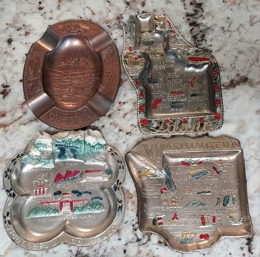 Vintage Metal Souvenir Ashtray Lot