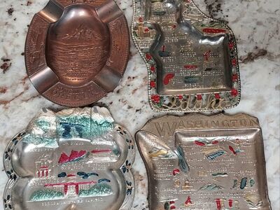 Vintage Metal Souvenir Ashtray Lot