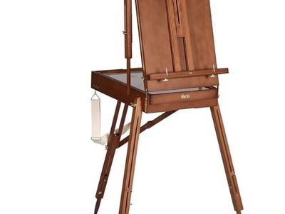 U.S. Art Supply Large Walnut French Easel, Adjustable Plein Air Wooden Box