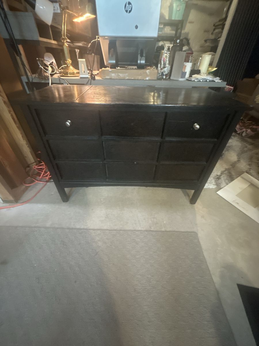 Dark Brown Wood Dresser Chest of Drawers