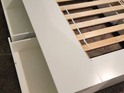 Queen platform storage bed
