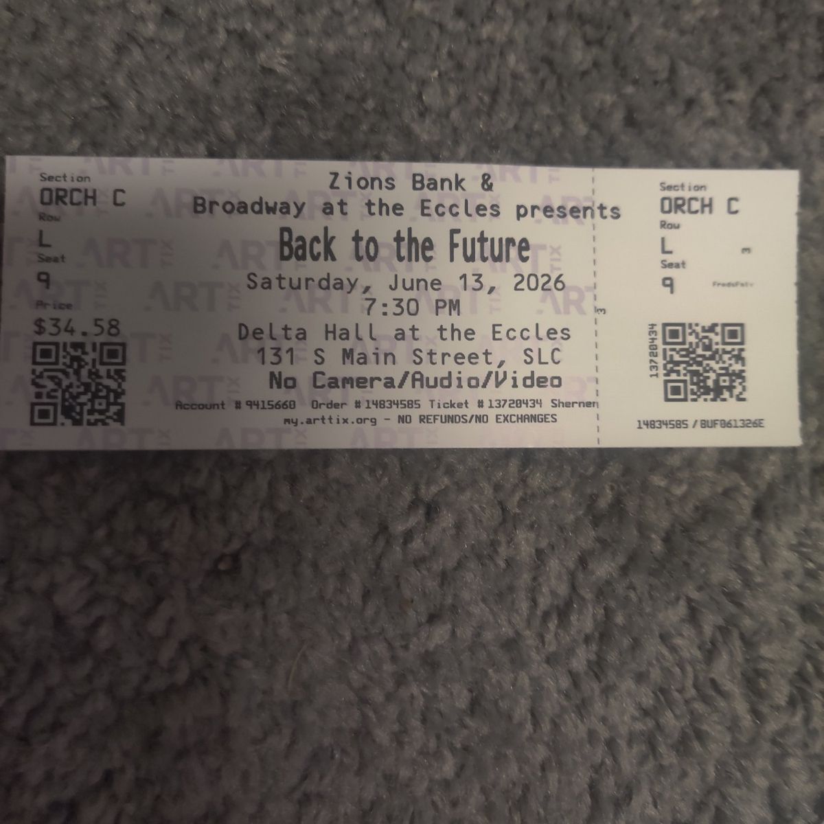 BROADWAY PLAY "BACK TO THE FUTURE" TONIGHT ONLY AT 7:30