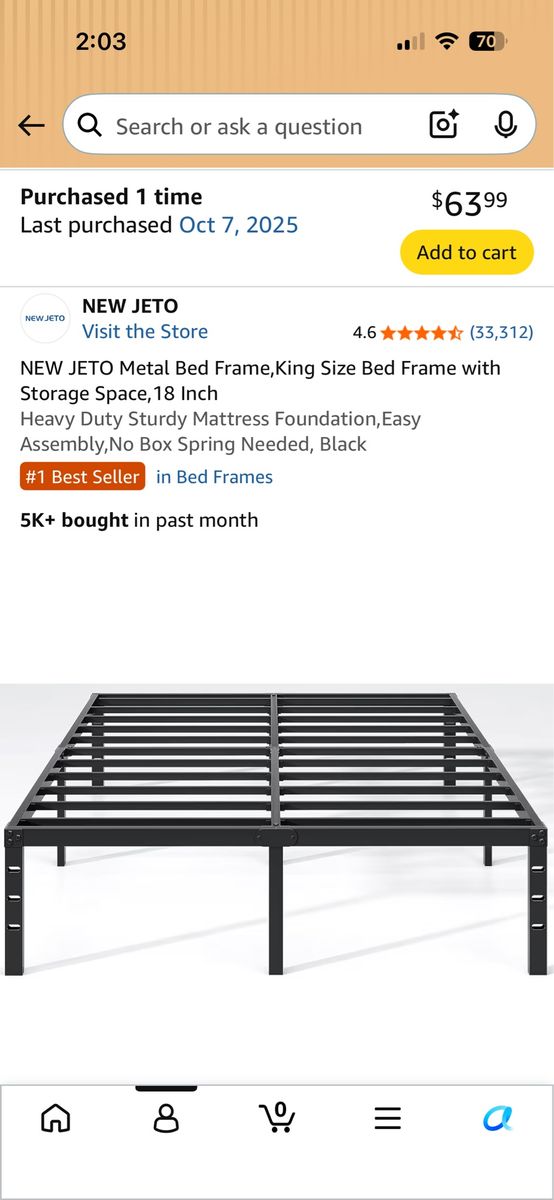 King size bed frame