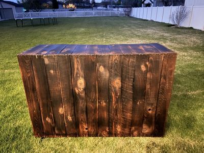 Rustic Wooden Portable Event Bar Counter with Interior Storage Shelves