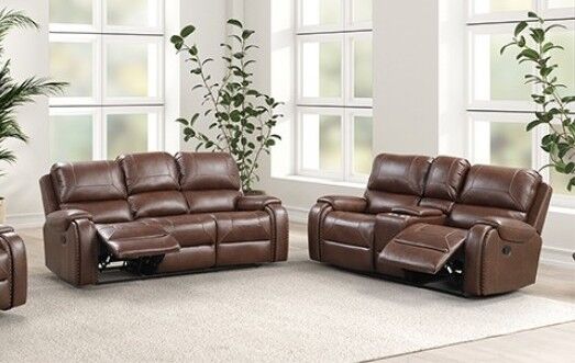 NEW RECLINING  Leather SOFA & LOVESEAT with PILLOWS